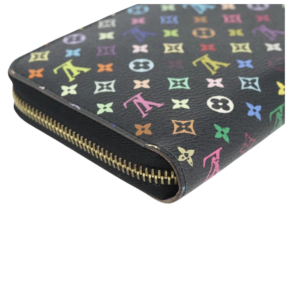 Louis Vuitton Monogram Multicolor Zippy Zip Around Long Wallet Black