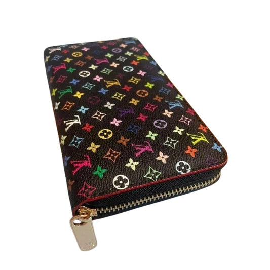 Louis Vuitton Monogram Multicolor Zippy Zip Around Long Wallet Black